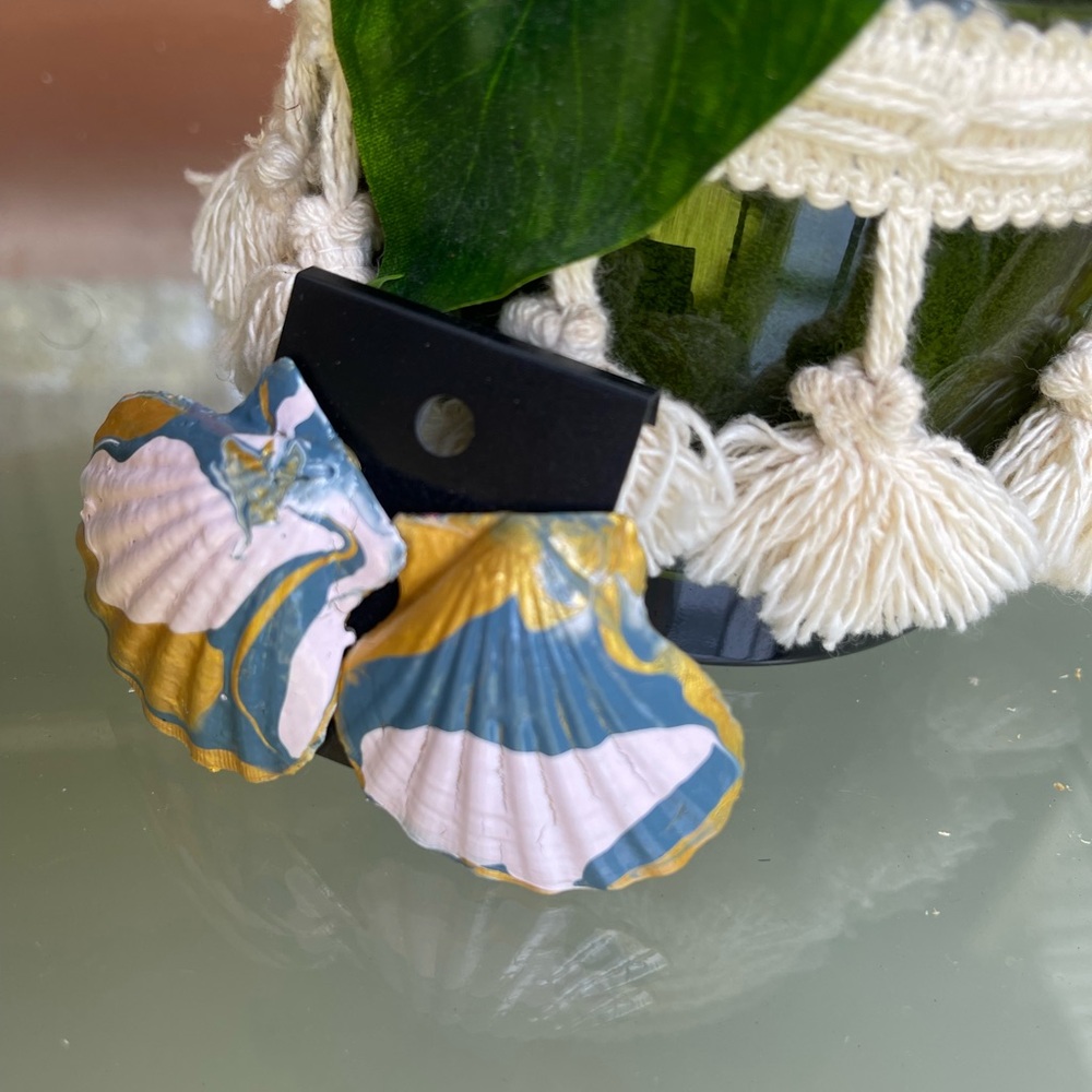 Handpainted Seashell Earrings
